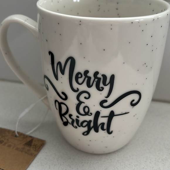 JYSK Merry & Bright White & Black Mug (12oz) NWT $12 - Picture 5 of 7